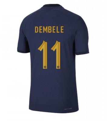 Frankrig Ousmane Dembele #11 Hjemmebanetrøje VM 2022 Kort ærmer